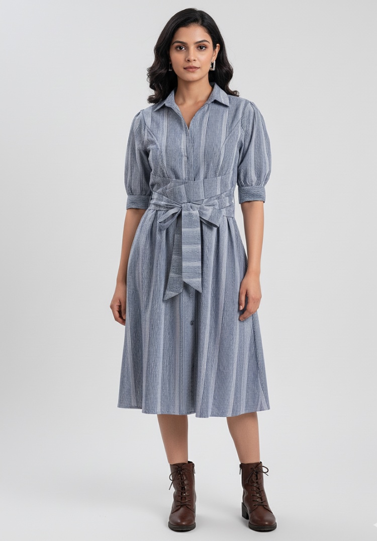 Azure Serenity Shirtdress