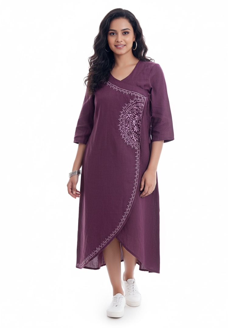 Lila Embroidered Linen Dress