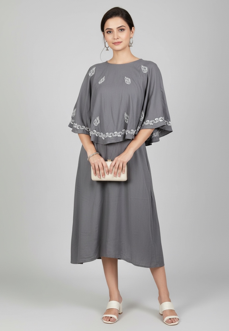 Modern Paisley Cape Dress