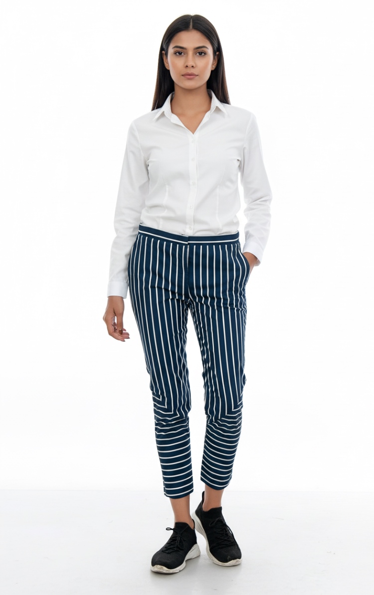 Navy Pinstripe Slim-Fit Trouser