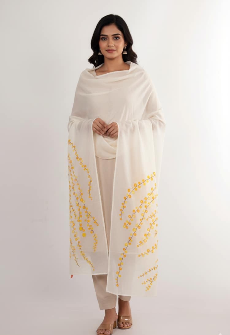 Hand painted  stole with creeper motif