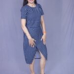 Blue slit organic cotton dress 1