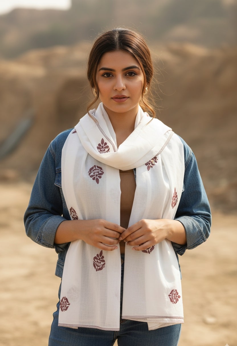 Brown Embroidery stole