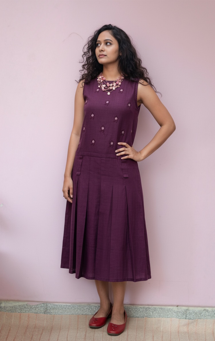 Mulberry Bloom Linen Dress