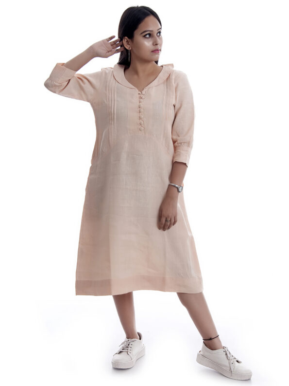 Peach linen dress1