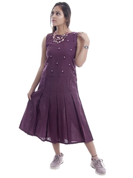 Purple organic linen dress-2