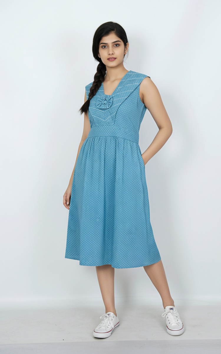 Azure Polka Sailor Dress