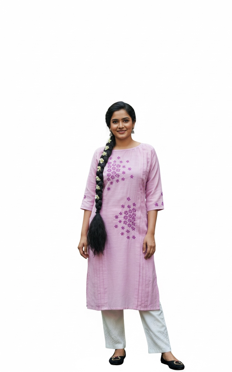 Lilac Bloom Linen Chikankari Kurta