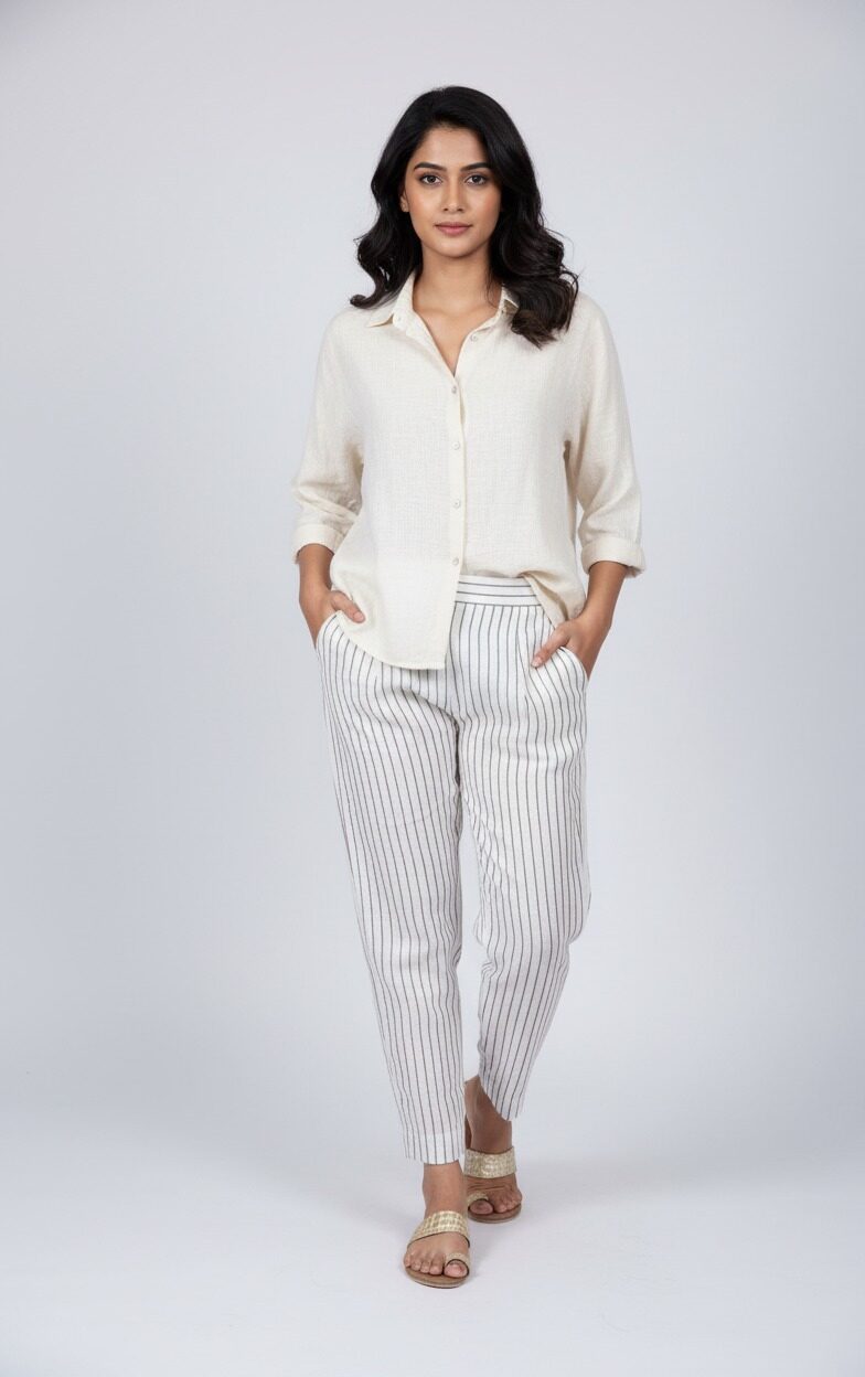 Striped Linen Comfort Trouser