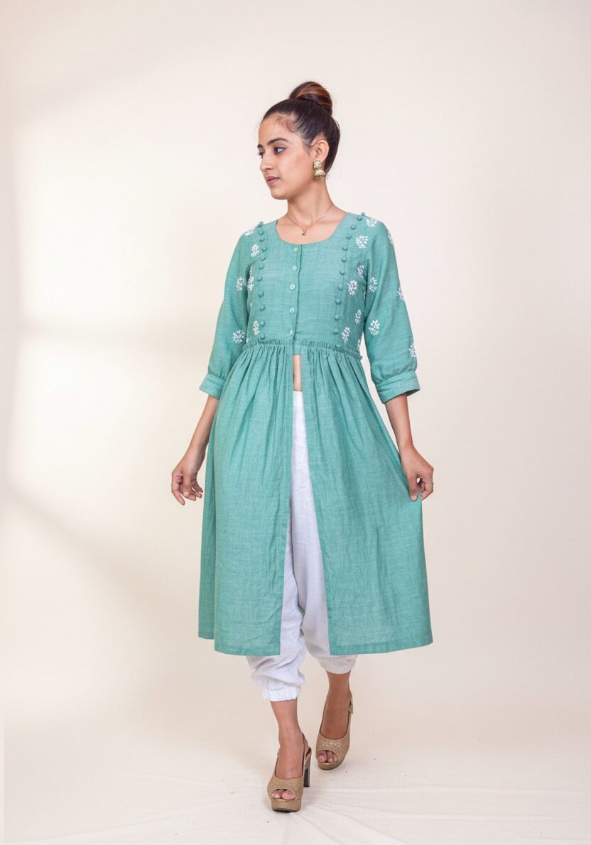 Mint Green linen kurta