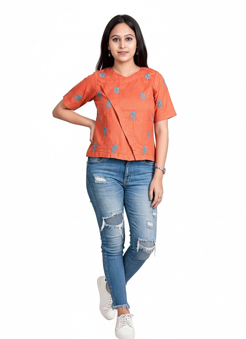 Terracotta Blossom Layer Top
