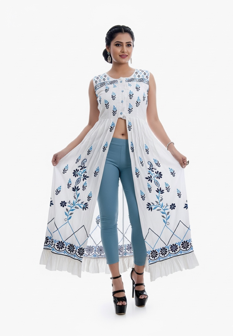 Neelam Embroidered Front-Slit Kurti